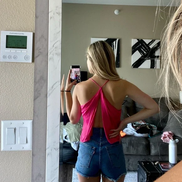 Open back Pink satin top - Picture 1 of 5